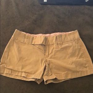 Ultra low waist khaki shorts
